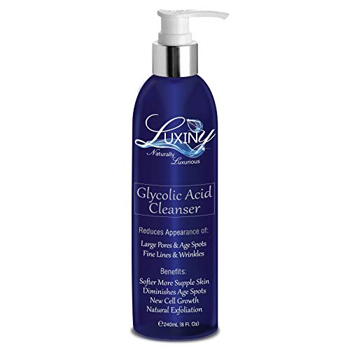 Glycolic Acid Face Wash Exfoliating Cleanser & Pore Minimizer for Women Men, 8 oz Vegan Natural 10% AHA Facial & Acne Body Wash, Anti Aging, helps with Keratosis Pilaris Treatments