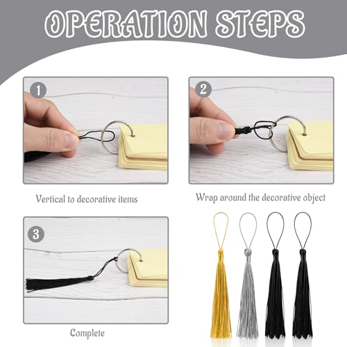 Image of 100 Pcs Bookmark Tassels Bulk Gold Silver Black Soft Craft Silky Handmade Mini Tassels for Jewelry Making with Loops for DIY Craft Accessory Dress Decoration