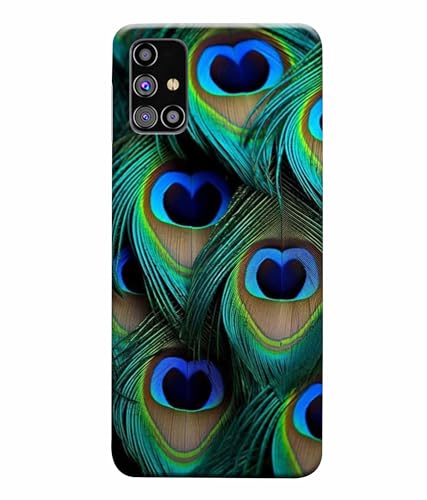 Image of Printed Hard Back Case Cover & Compatible for Samsung Galaxy M31S | Peacock Feather (Multicolor) - D1184