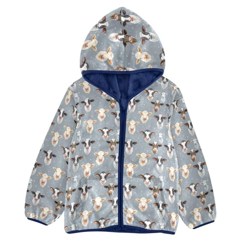 Cute Cow Boys Fleece Coat,Children's Zip-Up Hoodie Jacket,Baby Warm Fashion Outerwear 3-10T,A113316
