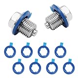 Prozwee 2PCS M14x1.5 Magnetic Engine Oil Drain Plug,Oil Pan Drain Stainless Steel Nut Bolt with High-Temperature Neodymium Magnet,& 8PCS Washers Anti Leakage,for Most Cars,Motorcycles,Boats