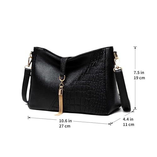 Crossbody Purses for Women, PU Black Leather Shoulder Bag Women's Crossbody Handbags Medium Crossbody Bags Everyday Hand Bag2