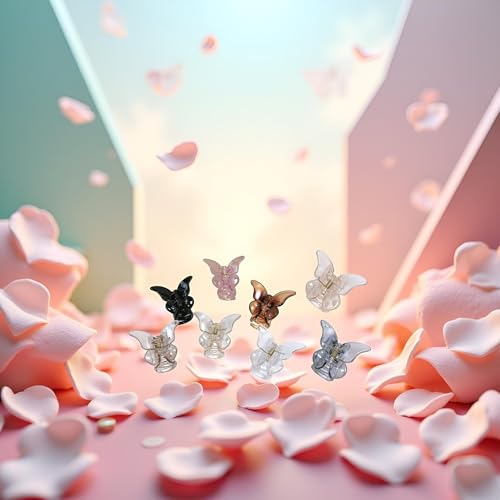 6 Piezas Mini Pinzas de Mariposa Transparentes para Cabello miniatura 2