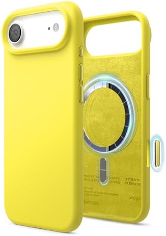 elago Magnetische Silikon Hülle für iPhone Air | Kompatibel mit Kamerasteuerung Capture Button, Kompatibel mit MagSafe, Premium Silikon Handyhülle, stoßfest (Neon Gelb)