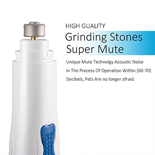 WOLFWILL Super Silent Electric Pet Nail Grinder Gentle Paws Nail Clipper Cuticle Smooth Trimmer for Dog Cat Rabbit-White