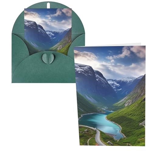 KLOPH All Occasion Greetings Cards with Envelopes Thinking of You Card Blank Note Card Norwegian fjords Greeting Cards for Birthday, Baby Shower, Congratulations Wedding Thank Youcard