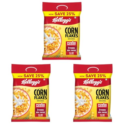 Image of Kellogg's Corn Flakes Original | Power of 5: Energy, Protein, Iron, Calcium, Vitamins B1, B2, B3 & C | Cornflakes, Breakfast Cereal | Naturally Cholesterol Free, 251g / 260g / 275g (Weight May Vary)
