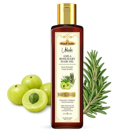 Image of Khadi Utkrisht Amla & Rosemary Hair Oil for Hair Growth & Hair Fall Control | Natural Herbal Oil for Strong, Thick & Healthy Hair | Suitable For All Hair Types - 200ML