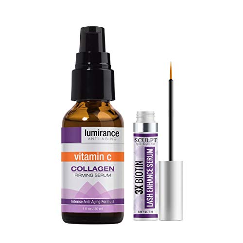 Lumirance Vitamin C & Collagen Face Firming Serum and SCULPT 3X Biotin Lash Enhance Serum Set
