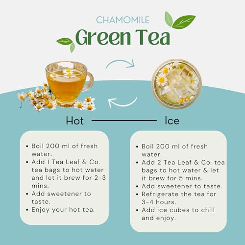 Image of Chamomile Green Tea (3.5oz /100gm), Natural Herbal Infusion, 50 Tea Bags