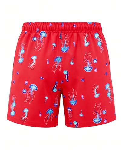 Image of UPTRIS Girls Swim Shorts Beach Board Short with Mesh Liner Quick Dry Summer | Jellyfish Pattern Swimming Trunks Swimsuit with Pockets Surfing, Beach, Vacation and Holiday for Toddler Baby girl