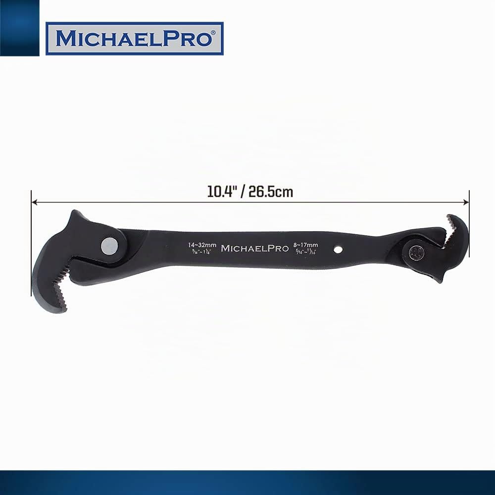 MichaelPro Clé à réglage automatique double action, clé à ressort multi-tailles, 0,6 cm à 3,8 cm – MP001206, noir