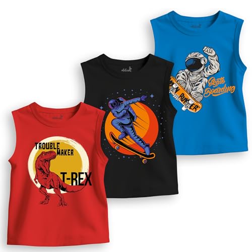 Image of minicult Cotton Kids Vest with Mickey and Friends Character Prints(Pack of 3)