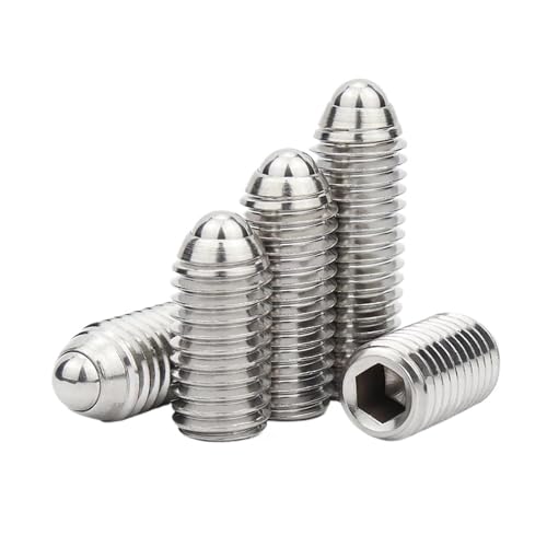 Ball Point Set Screws, 304 Stainless Steel Hex Socket Spring Ball Plunger Set Pack Of 10 Silver Multiple Sizes(50MM-M5)