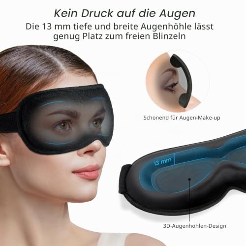 Gritin 3D Schlafmaske für Seitenschläfer Upgrade Atmungsaktive Schlafbrille – Ansicht 3