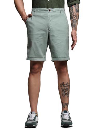 Image of Jack & Jones Men Solid Regular Fit Mid Rise Chino Shorts
