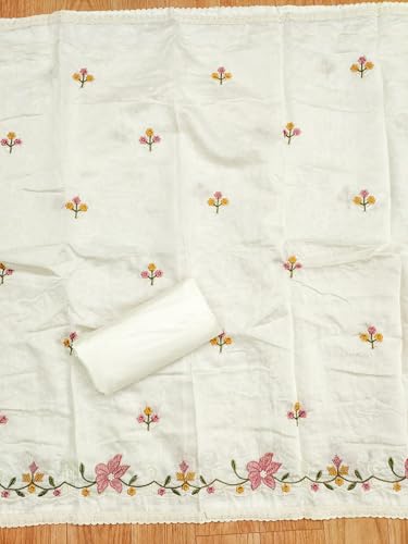 Image of Pandadi Saree Women's Cotton Embroidery Unstitched Salwar Suit Dress Material