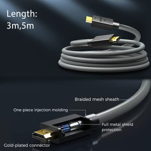 Ablink 8K HDMI Cables 3M,Certified Ultra High Speed HDMI 2.1 Cable 48Gbps 4K120Hz 8K60 144Hz eARC HDR10,HDCP 2.2& 2.3 3D,Compatible with Ps5 Apple TV 4K Roku HDTV Blu-ray PS5/4 Xbox X RTX3090 - Image 4