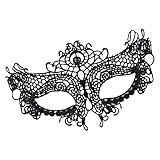 Mascherina per occhi in pizzo nero, elegante, per ragazze, maschera per occhi, per feste, ...