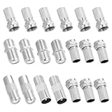 20 Stück Koaxialkabel Verbinder, Sat Kabel Verbinder, F Stecker Sat Kabel, TV Koaxial Stecker Kit, Antennenstecker, F-Typ Koaxialadapter-Set für Satellitenkabel, Antennenkabel