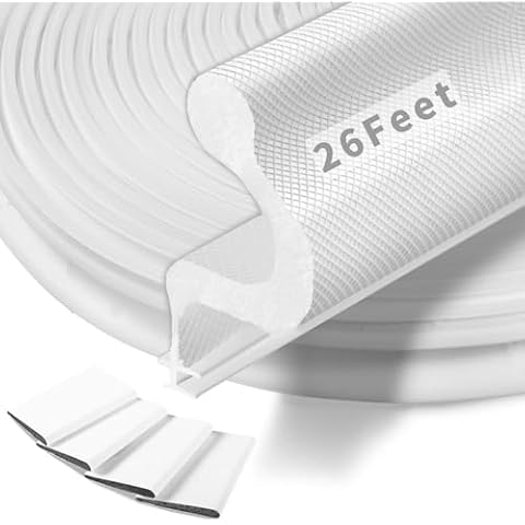 BISOTHAI 26 Feet Long Reach Door Weather Stripping Door Seal with 4 PCS Door Corner Seals, New Upgraded V-Shaped Kerf Weather Stripping for Door Frame Door Insulation Door Soundproofing(White) Cover