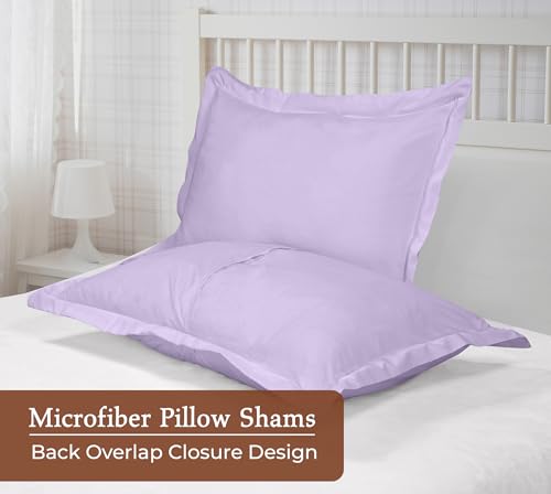 Image of Royale Linens Pillow Shams 2 Pack Standard Size 20x26 Inch - 1800 Microfiber - Bed Pillow Shams, Wrinkle Resistant Super Soft and Cozy - Back Overlap Closure - Oxford Pillowcase (Standard, Lavender)