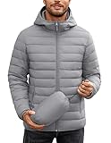COOFANDY Mens Packable Puffer Jacket Lightweight Hooded Insulated Winter Coat Windproof Zipper Down Jacket
