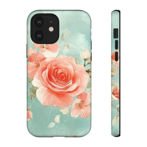 Coque rigide mate roses aquarelle pour iPhone 12 protection élégante
