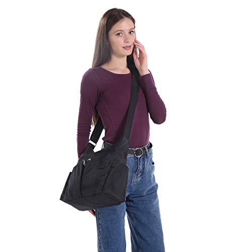 Mhcnll Anti Theft Crossbody Purse,Rfid Women Nylon Waterproof Shoulder Bag (Black) #TOP5