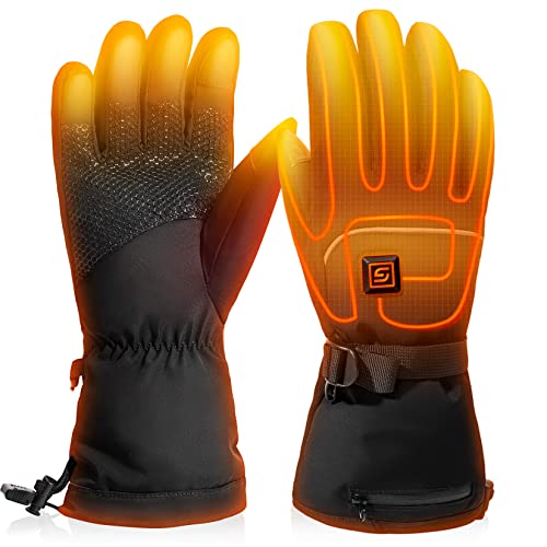 JS LifeStyle Heated Gloves for Men and Women, Waterproof Heated Gloves, Rechargeable Touchscreen Electric Ski Gloves, Fleece Lining Winter Gloves