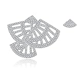 Stfery Pendientes Chicas Jóvenes, Sector asimétrico con CZ Pendientes Niña Cobre para el dia de san valentin Oro blanco