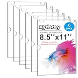xydstay 6pack Acrylic Wall Sign Holder with Serews&Tape,8.5 X 11 Wall Mount Clear Plastic Sign Holder,Memo Document Menu Holder for Restaurant, Office, School, Store and Home Use,Support No Drilling