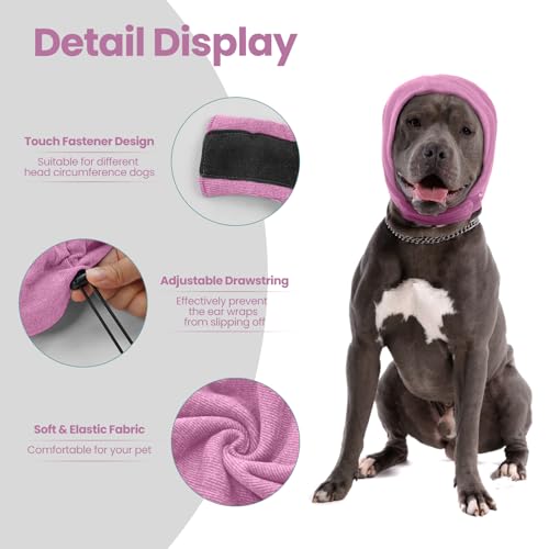 Image of Nanaki Soft Dog Calming Hoodie Anxiety Relief Dog Ear Muffs Noise Protection Dog Ear Wrap Hematoma Fireworks Dog Ear Cover for Bath Blow Drying Dog Head Cover Noise Cancelling Sleep Help Headband