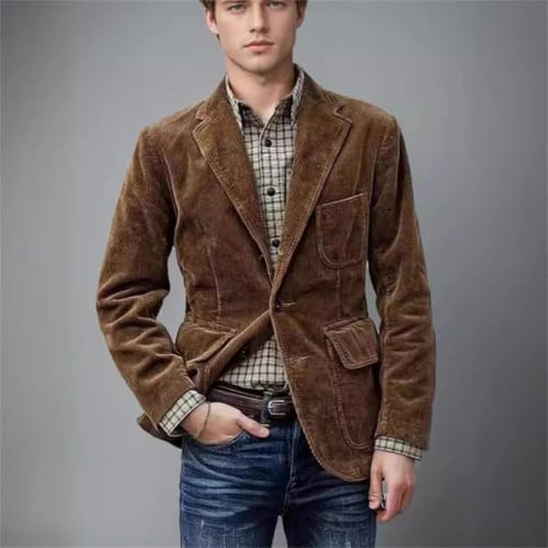 Men's Wedding Blazer Business Casual Corduroy Jackets Lapel Single Breasted Coats2