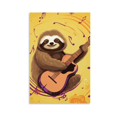 Toile murale paresseux et musique 60x90cm sans cadre pour salon