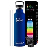 BPA Free & Healthy Drinking: acero inoxidable de calidad alimentaria en doble pared. 100% libre de BPA y toxinas para un sabor puro y sin aromas transferidos. Botella de agua fría y caliente reutilizable sin factores químicos. Una botella de agua deportiva ecológica para mantenerte saludable. Cantimplora Acero Inoxidable. Botella Termo.
