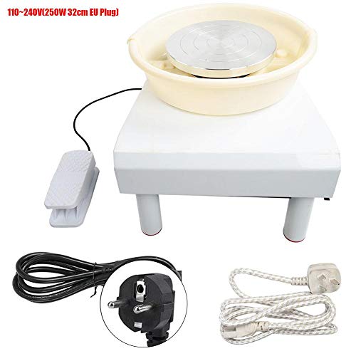 rueda de cerámica, Máquina eléctrica de cerámica sin cepillo de 3 pies de bajo ruido para el hogar 0~300r / min Herramienta de arcilla para DIY y artesanía de cerámica(250W 32cm EU Plug)