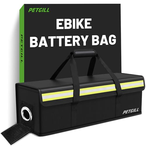 PETGILL E-Bike Battery Safe Bag Explosionproof - Large Capacity Fireproof Lipo Bag for Ebike Battery Charging and Storage(L 19.2x5.5x5.9Inches)