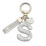 Initial Letter Keychain for Women Girls, Bling Rhinestone Sparkly Cute Keychains for Car Keys, keyring for Backpack Purse, Lanyard Personalized Alphabet Letter A-Z Gift
