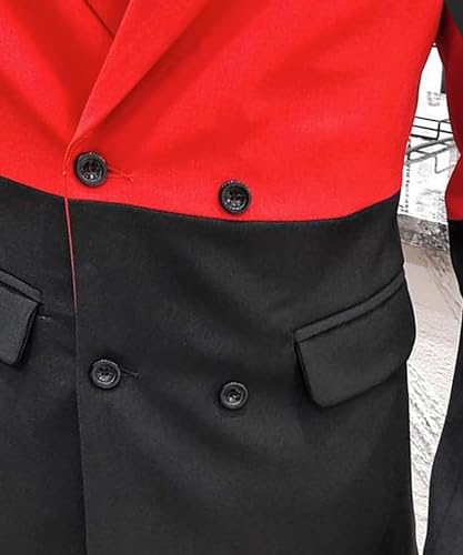 Men's 2 Pieces Splice Contrast Color Suit Slim Fit Notch Lapel Double Breasted Jacket & Pants4