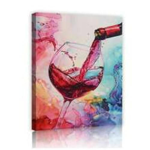 Toile pour salle à manger verre à vin coloré pour réveiller un mur blanc sans éclat 40x60cm