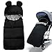 Chanceliere Universelle pour Poussette, Bébé Sac de Couchage, Housse de Pied Hiver Chaud, Double épaississement, Cosy, Antidérapant, pour Poussette/Landaus Siège Auto/Buggys/Joggeurs (Noir)