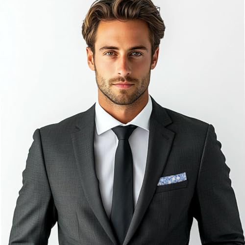Image of Floral Pocket Squares for Men with Holder Printed Flower Mens Handkerchief Cotton Suit Pocket Hanky for Wedding