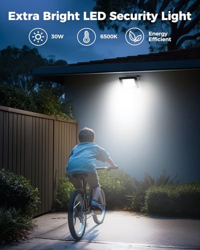 Security Lights Outdoor Motion Sensor, 30W Led Pir Floodlight with Remote Control, 6500K Cold White IP66 Waterproof Outside Wall Light Mains Powered for Garage Backyard Garden Doorway - Image 6