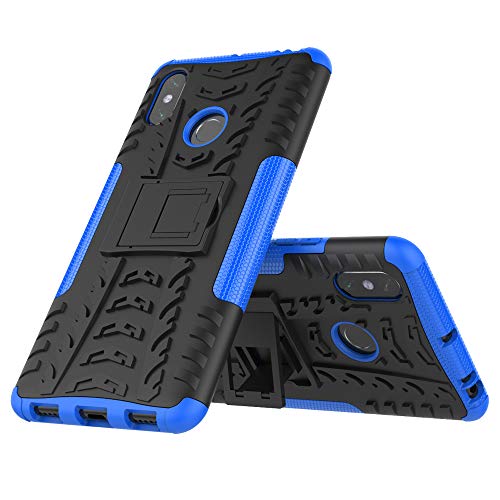 JMstore Coque Compatible avec Xiaomi Mi Max 3+Protection Verre Trempé,Armor Support Étui Hybride Cover Cases Housse(Bleu