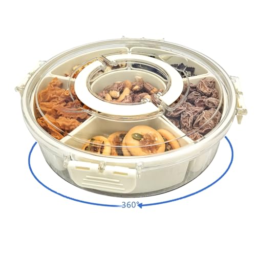Snackle Box Container with Lid and Handle,Rotating Snack Spinner,...