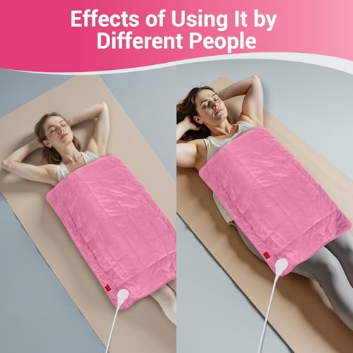Image of Comfytemp Far Infrared Large Heating Pad 17 inchx33 inch for Deeper Back & Period Relaxation, Weighted Electric Heat Pad with Evenly Filling Ceramic Bead for Better Fit, Mothers Day Gifts, XL Heated Pad, Pink