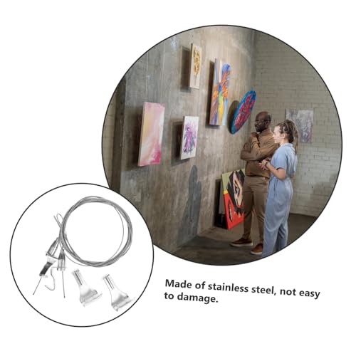 Image of TEHAUX 2set Heavy Duty Adjustable Picture Hanging Hardware Wire and Rail Hooks for Secure Display of Art Photos and Mirrors with Wire and Hooks for Easy Installation