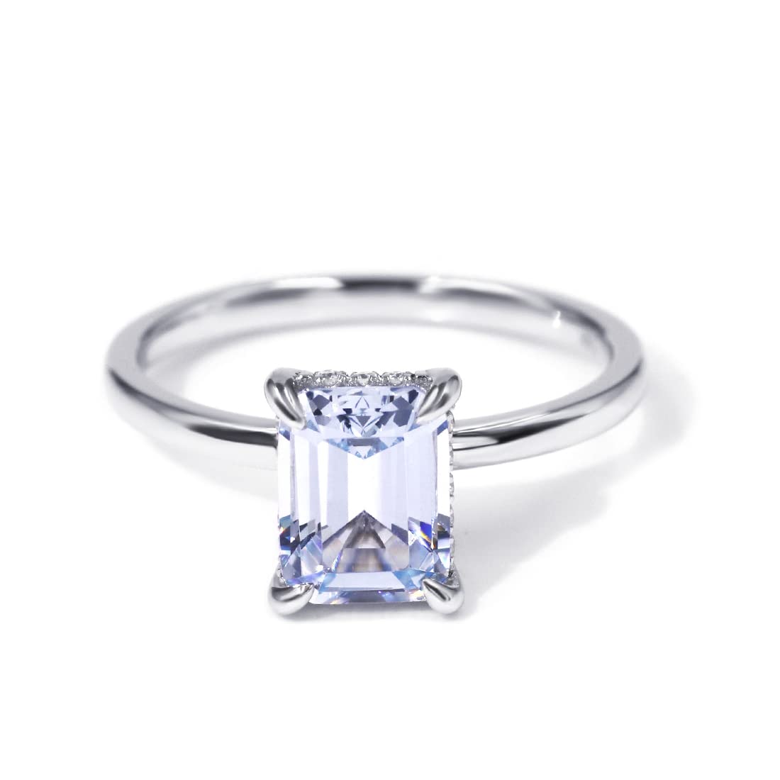 TIANYU GEMS Blue Shinning Spinel Rings for Women 14K White Gold Wedding Gift for Girlfriend Wife