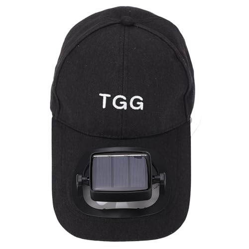 Sombrero de Ventilador Solar, Gorra de Béisbol con Ventilador Solar, Protección de Verano de ala Ancha, Extraíble para la Playa (Black)